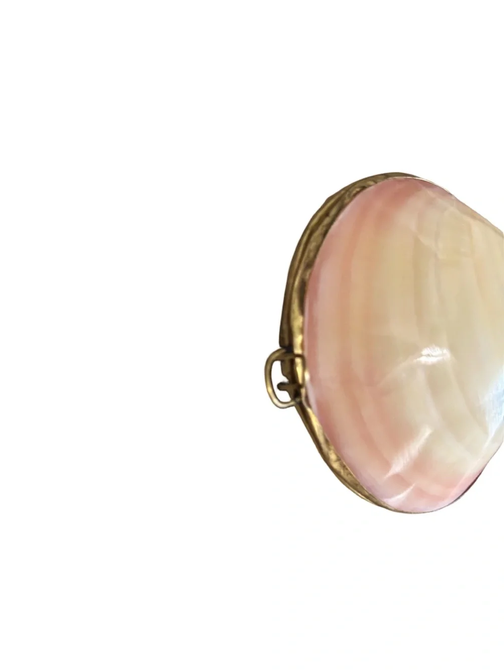 Vintage Coastal Grandmillennial Seashell Trinket Box - Pink Gold Tone Hinged